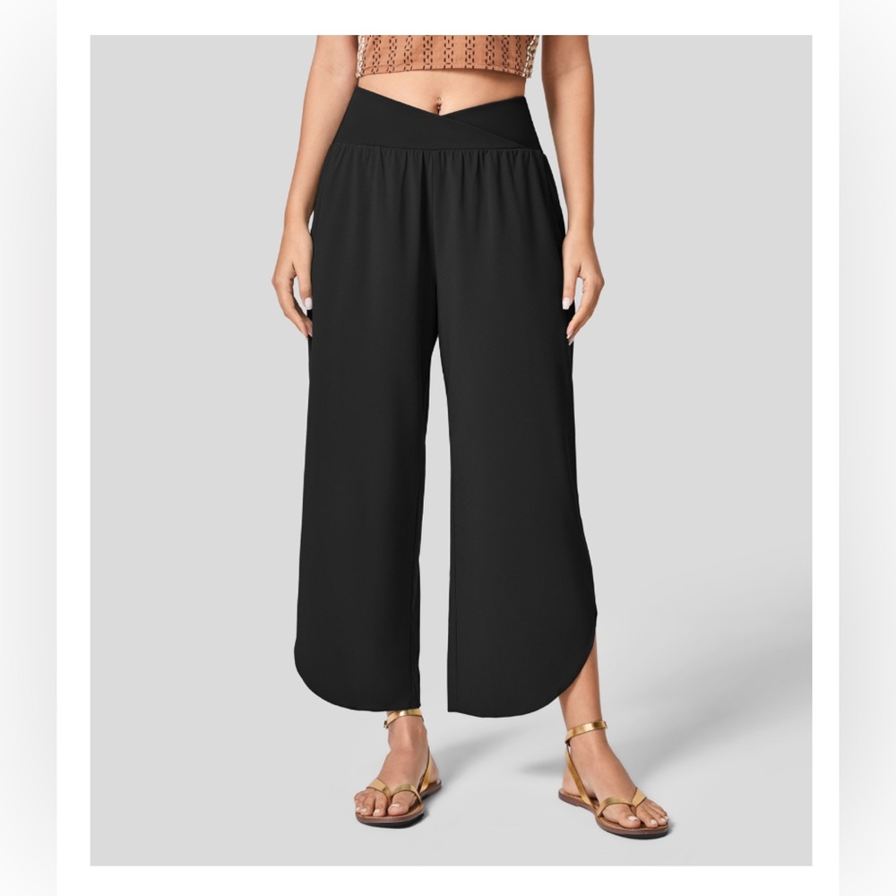 Halara Breezeful High Waisted Crossover resort pants Black S